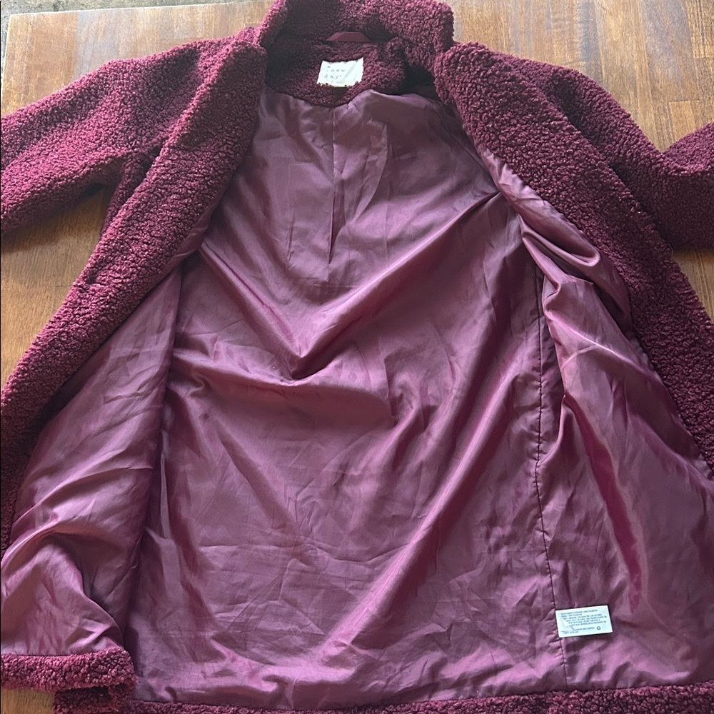A New Day women’s Teddy Coat, Red Wine, XS Knee-Length hallmark winter Outerwear - Picture 11 of 11